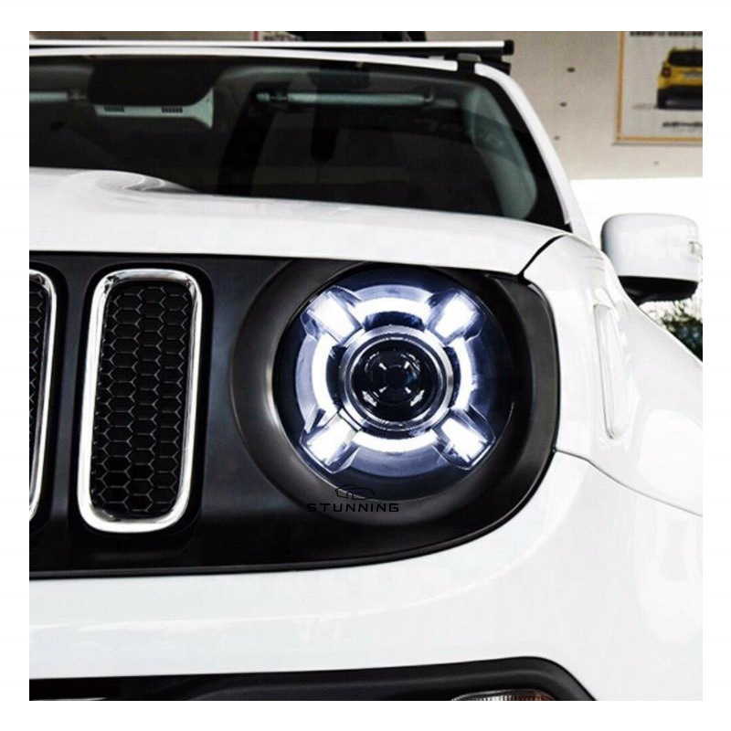 适用于15-18款吉普自由侠大灯总成改装led日行灯双光透镜氙气大灯