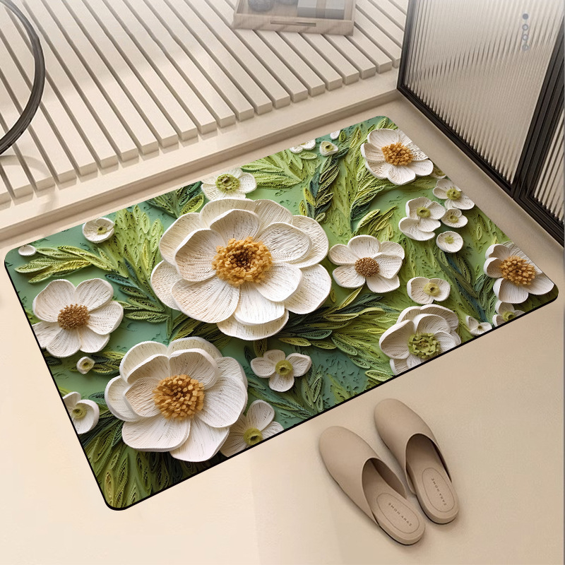 3D Expansion Wind Bathroom Soft Diatom Floor Mat Absorbent Domestic Toilet Floor Mat Kitchen Bathroom Entrance Quick-Drying Door Mat