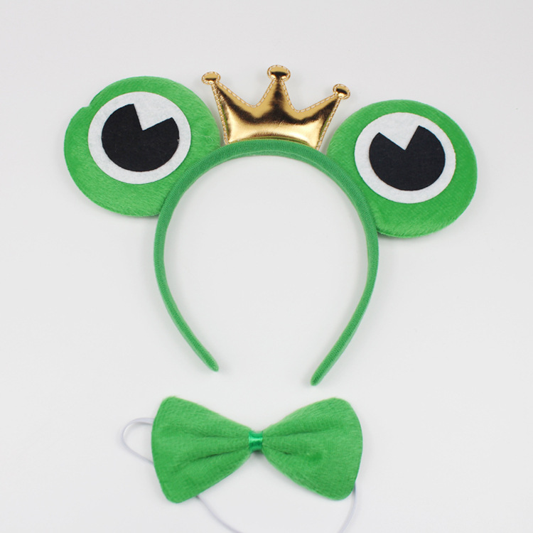 儿童节 儿童动物头扣青蛙头饰幼儿园批发青蛙王子头箍亲子表演