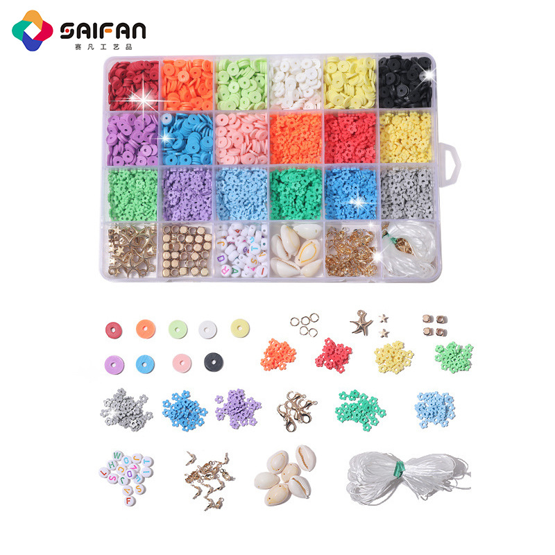 DIY Soft Pottery Bead String Jewelry Bracelet Accessories Amazon Specially for 24 Grid Boxed round Beads in Stock Wholesale