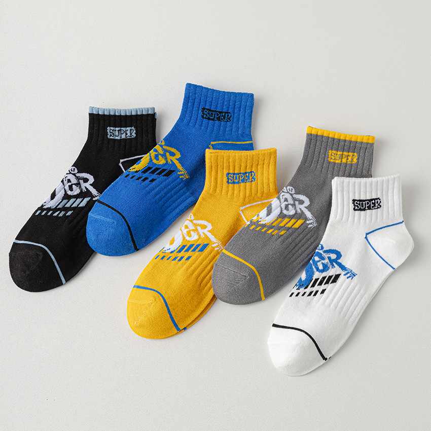 New Youth Athletic Socks Spring/Summer Thin Mid-Calf Length Socks Letter Pattern Casual Style Mid-Calf Length Socks Cross-Border Supply
