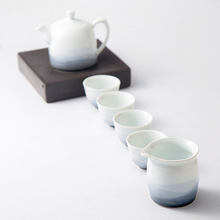 景德镇远山茶具套装家用陶瓷茶壶小套功夫茶禅意手绘日式盖碗白瓷