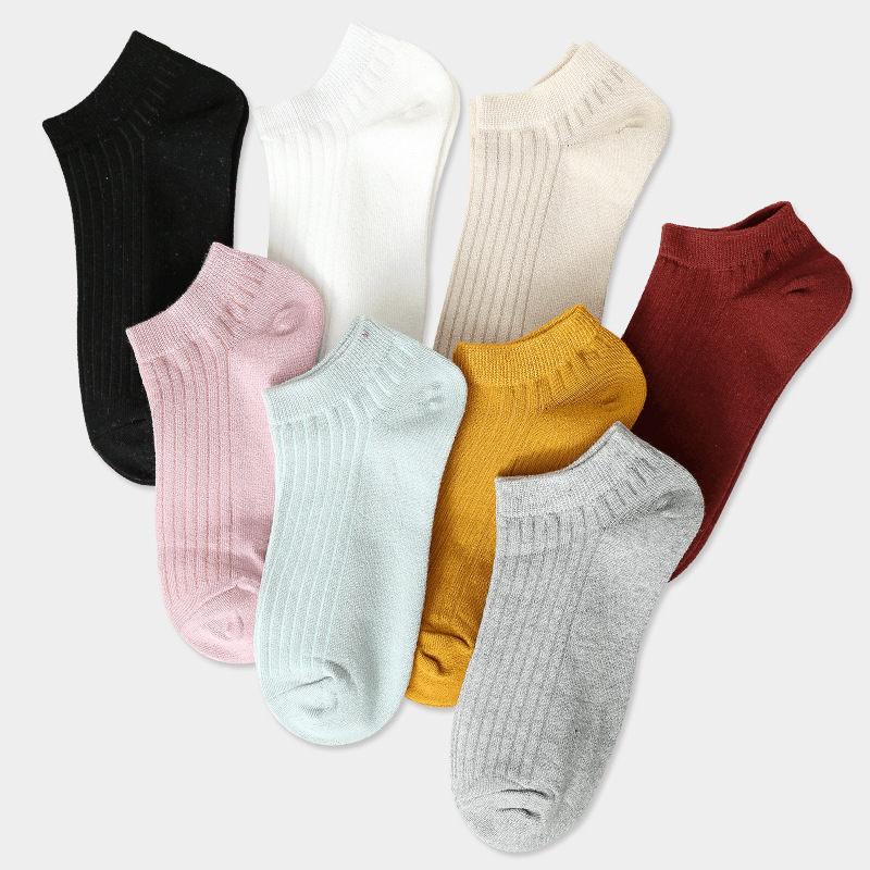 women‘s drawstring socks low top socks spring and summer thin breathable boat socks simple solid color short cotton socks in stock women‘s socks