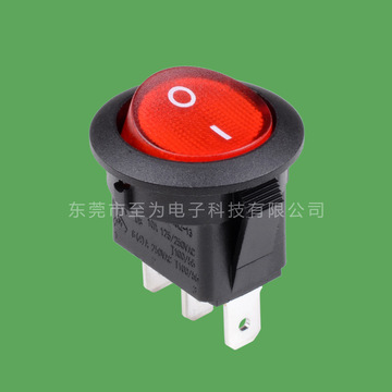 圆形带灯跷板开关 红色按钮船型开关 小型电源开关 水暖毯开关