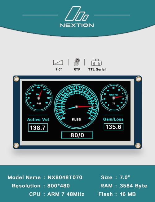 nextion nx8048t070 7寸人机交互界面hmi 基础型英文版官方正版