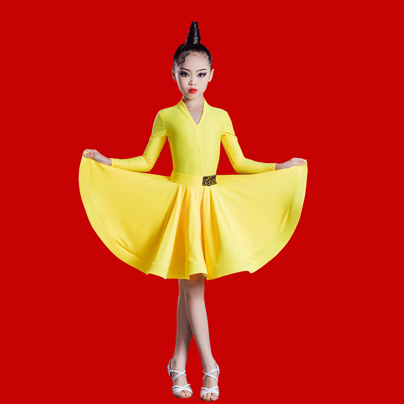 儿童拉丁舞裙春夏儿童练功服女孩考级少儿舞蹈规定服连体比赛服装
