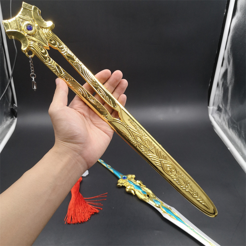 斗罗周边59大42中22小厘米唐三七杀剑金色武器模型摆件玩具未开刃