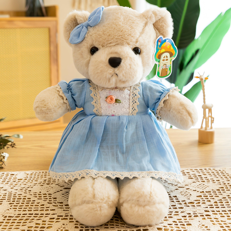 新款公主熊 穿衣情侣泰迪熊毛绒玩具 田园熊公仔礼物批发儿童玩具