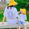 With children Summer wear pure cotton Cartoon A Three Four 2022 summer new pattern Female Women Short sleeved T-shirt