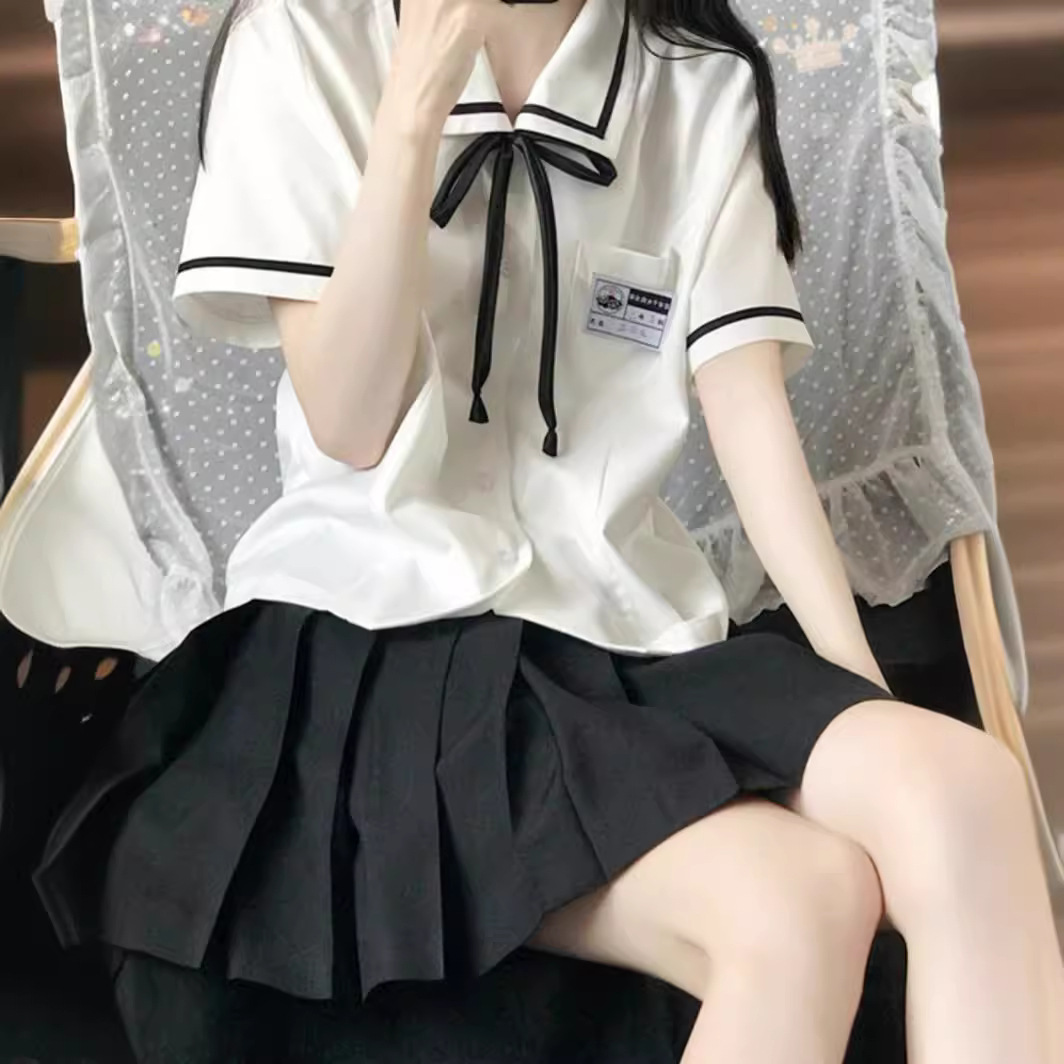 源头直发jk制服裙正版套装短袖白衬衫女夏季短上衣学生班服学院风