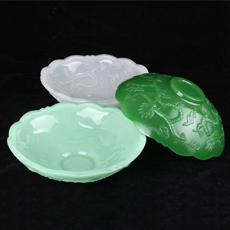 新中式玉果盘摆件客厅看盘玄关软装饰品  多规格玉盘 工艺品摆件