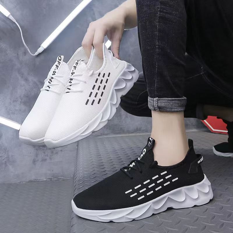 Wholesale 2023 Spring and Autumn New Fashion Shoes Men's Casual White Shoes Flying Woven Breathable Sneaker Men's Popular Shoes Men