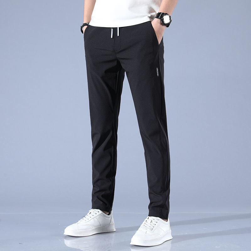 Ice Silk Leisure Trousers Men's Summer Thin 2022 Korean Style Work Trend Loose Straight Breathable Sports Pants