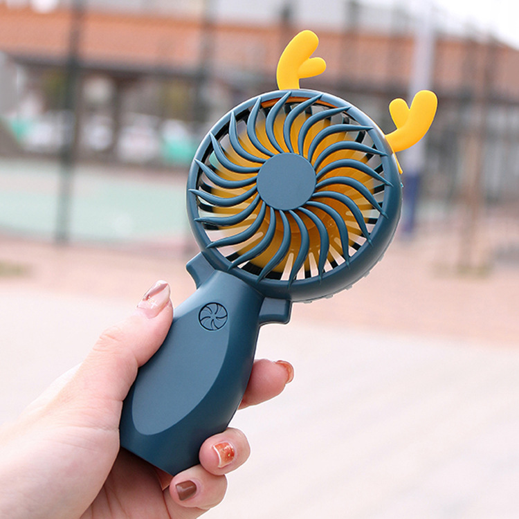 Cute Cartoon Rabbit Deer Mini Little Fan Handheld Rechargeable Student Children Gift Fan Desktop Mute