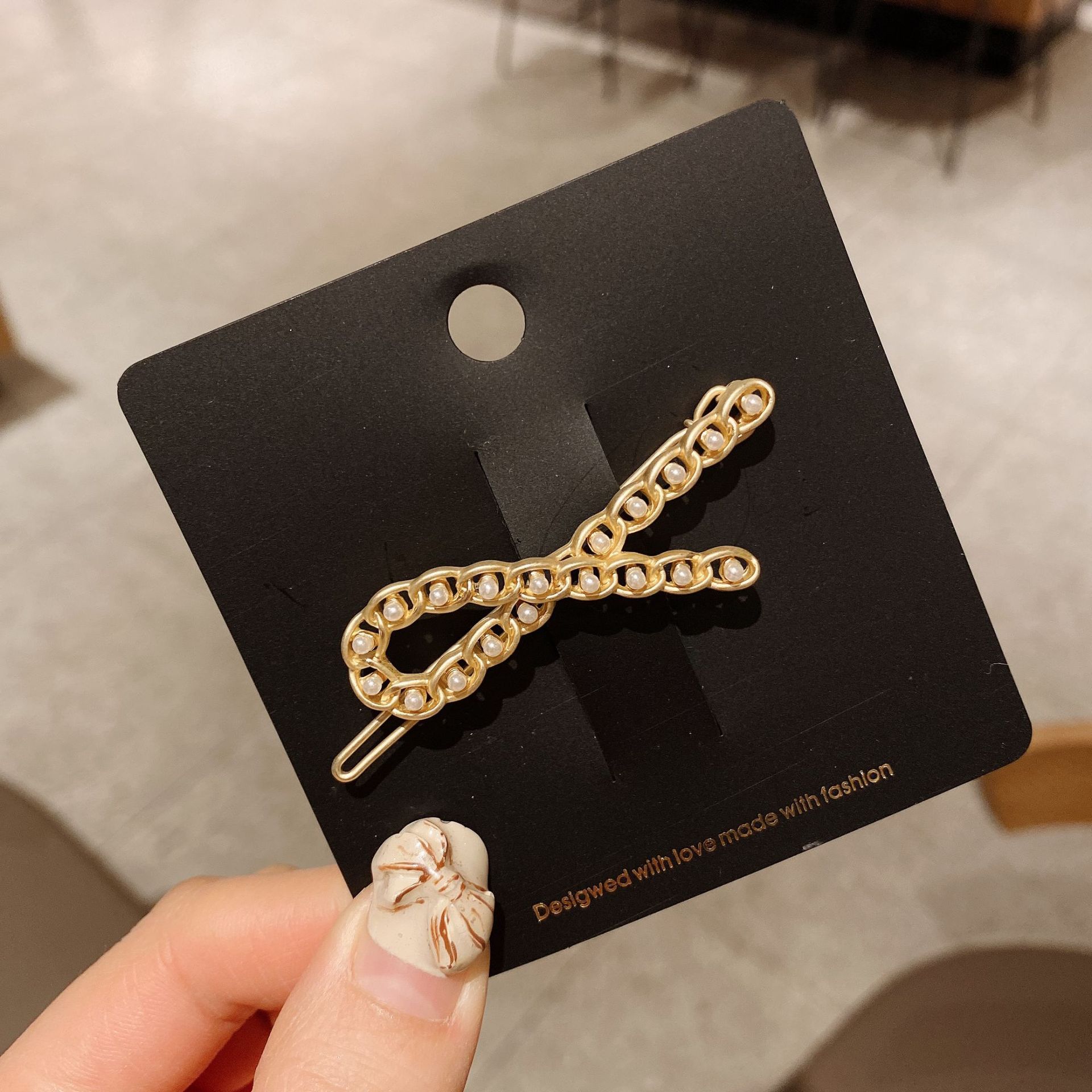 Dongdaemun New Design Sense Personality Chain Cross Barrettes Female Sub-Gold Fashion Hairpin Bang Clip Wholesale