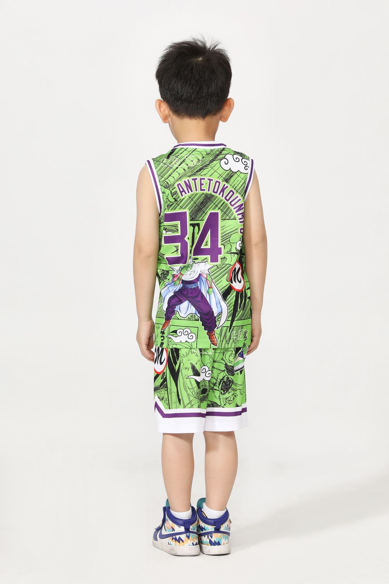 新款儿童球衣34号字母歌雄鹿队篮球衣儿童表演比赛球服男小孩球衣