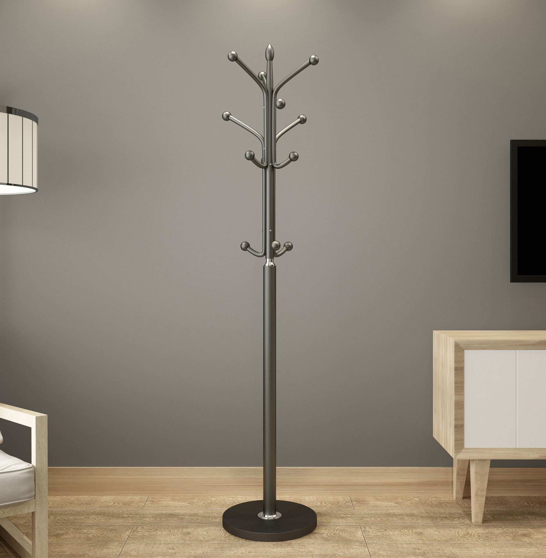 晾衣架办公室大理石架子收纳落地式展示架衣服挂铁艺衣帽架落地