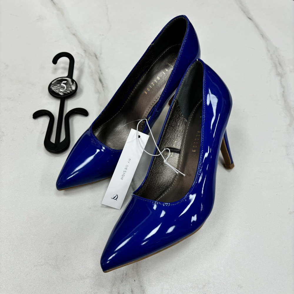 外贸新款女细亮面漆皮浅口尖头蓝色高跟单鞋-阿里巴巴