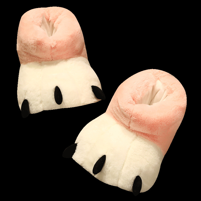 萌系可爱粉熊熊爪包跟家居鞋棉拖鞋电脑拖鞋加厚保暖棉鞋脚捂