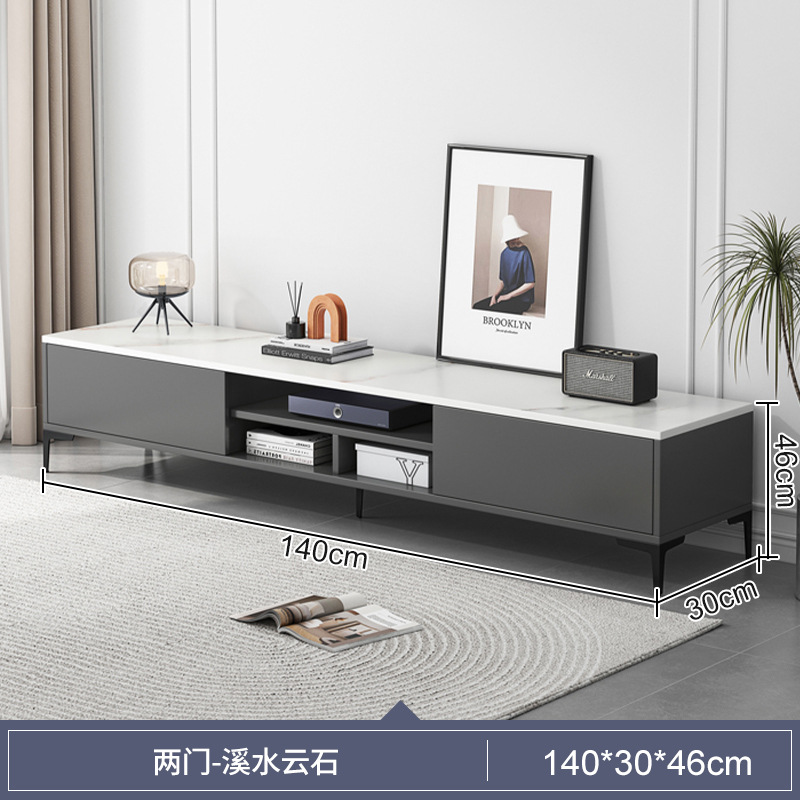 Italian-Style Light Luxury Small Apartment TV Cabinet Simple Modern Living Room Storage Floor Cabinet Simple Coffee Table TV Stand Combination