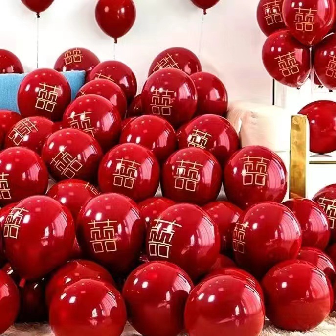 Wedding Celebration Wedding Room Layout New House Balloon Double Thick Pomegranate Ruby Red Wedding Ceremony Supplies Factory Wholesale