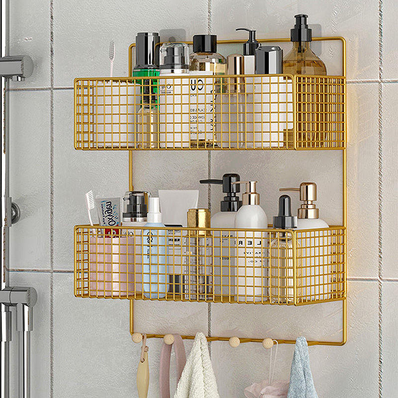 挂墙上的置物架浴室卫生间洗漱台毛巾架化妆品洗澡厕所免打孔壁挂
