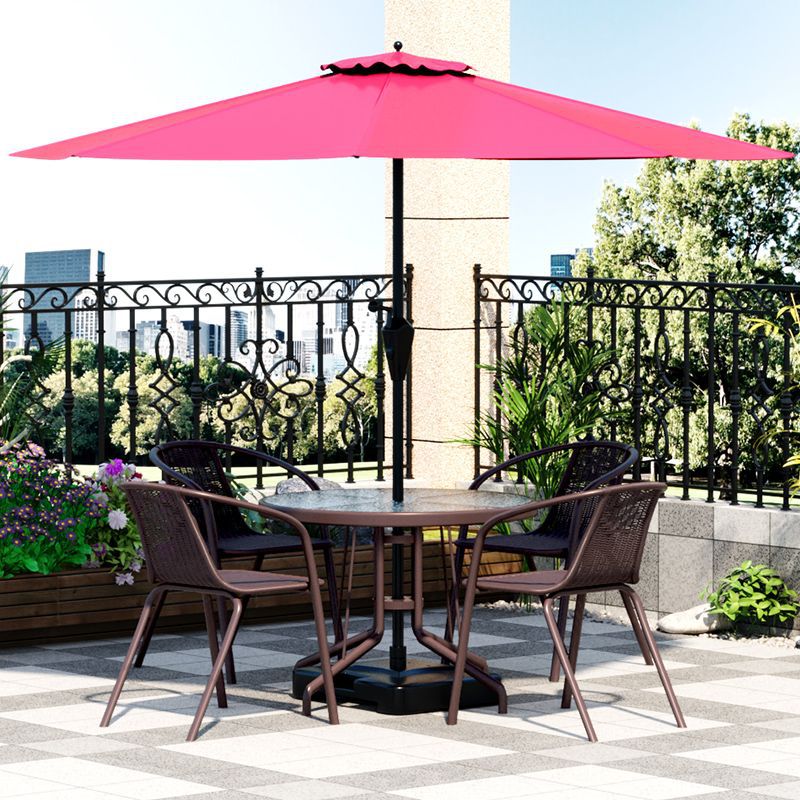 y什户外桌椅带伞组合庭院露天花园桌椅三件套家用室外休闲阳台小