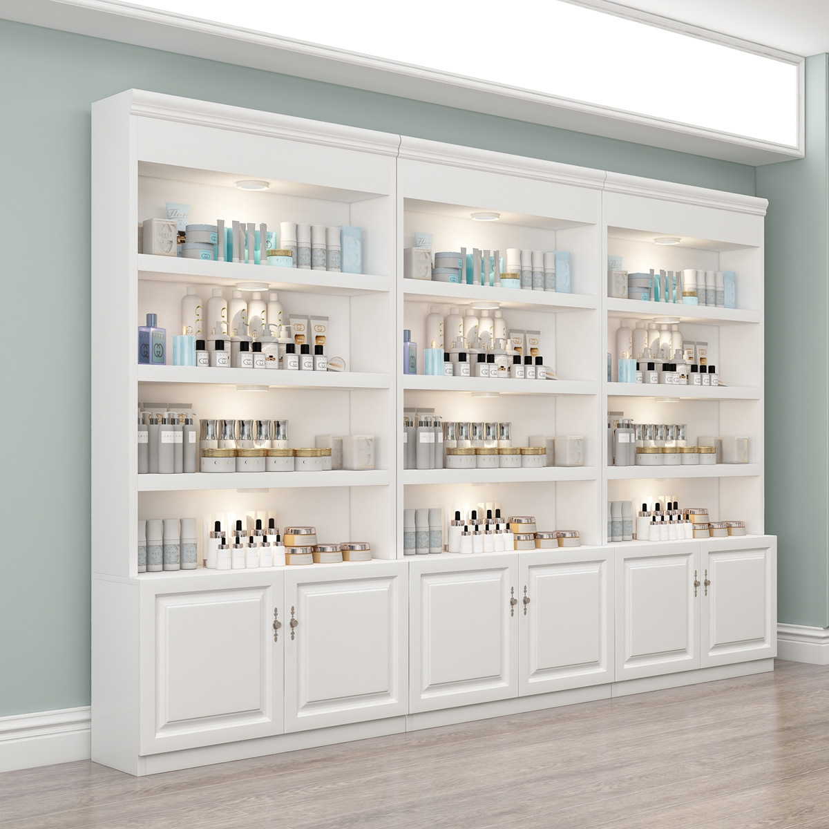 厂家直销化妆品展示柜陈列柜美甲店护肤品柜美容院展柜欧式产品展