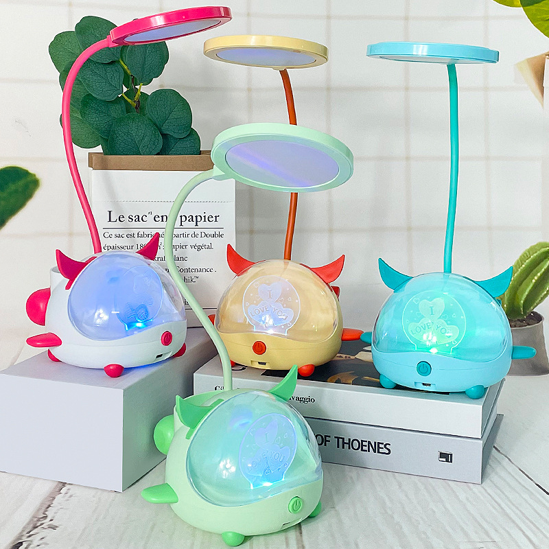 Three-Gear Light-Changing Cute Pet Space Aircraft Small Night Lamp Pencil Sharper Mobile Phone Bracket Multi-Functional Table Lamp Company Gift