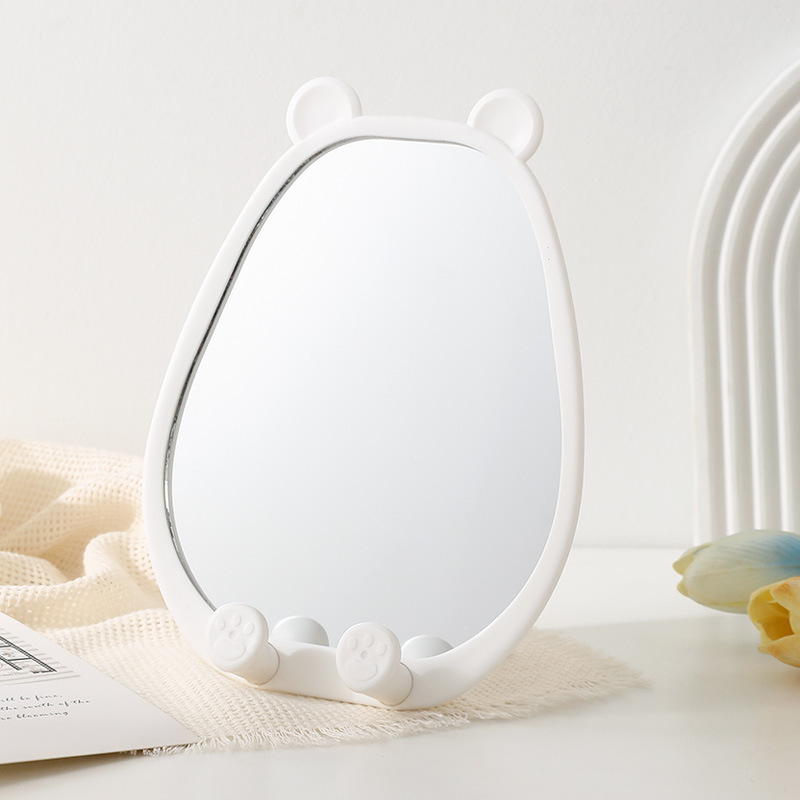 Plastic Bear Desktop Cosmetic Mirror Desktop Cream Style Office Dressing Table Mirror Cute Irregular Dressing Mirror