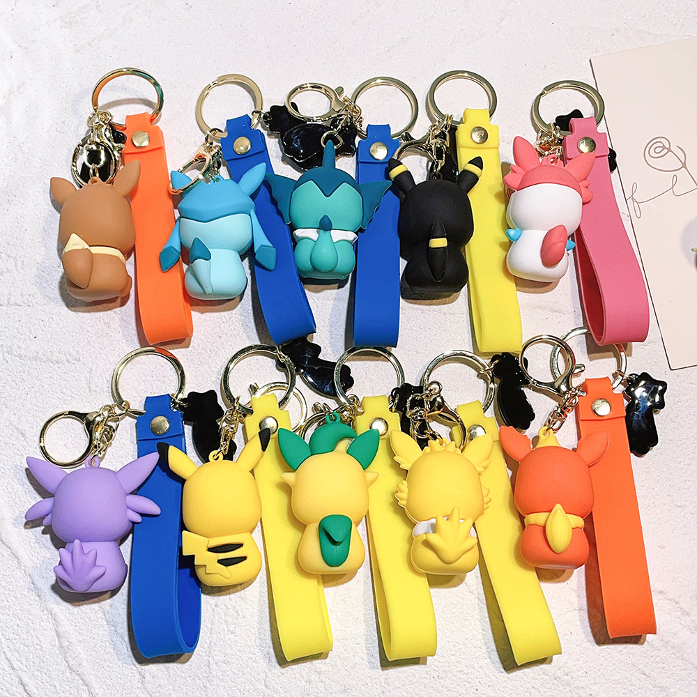 Magic Baby Elf Keychain Cartoon Pikachu Key Ring Accessories Cute Schoolbag Pendant Gift Wholesale