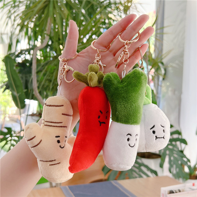 Cute Vegetable Doll Ginger Garlic Cloves Small Pendant Chili Green Chinese Onion Claw Machine Doll Boutique Instafamous Plush Toy