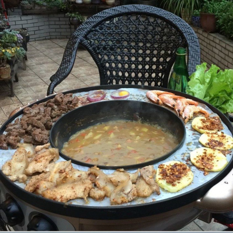 57成交3台电烤锅火烧炉家用无烟盘不粘涮肉机鸳鸯火一体可分离速卖通