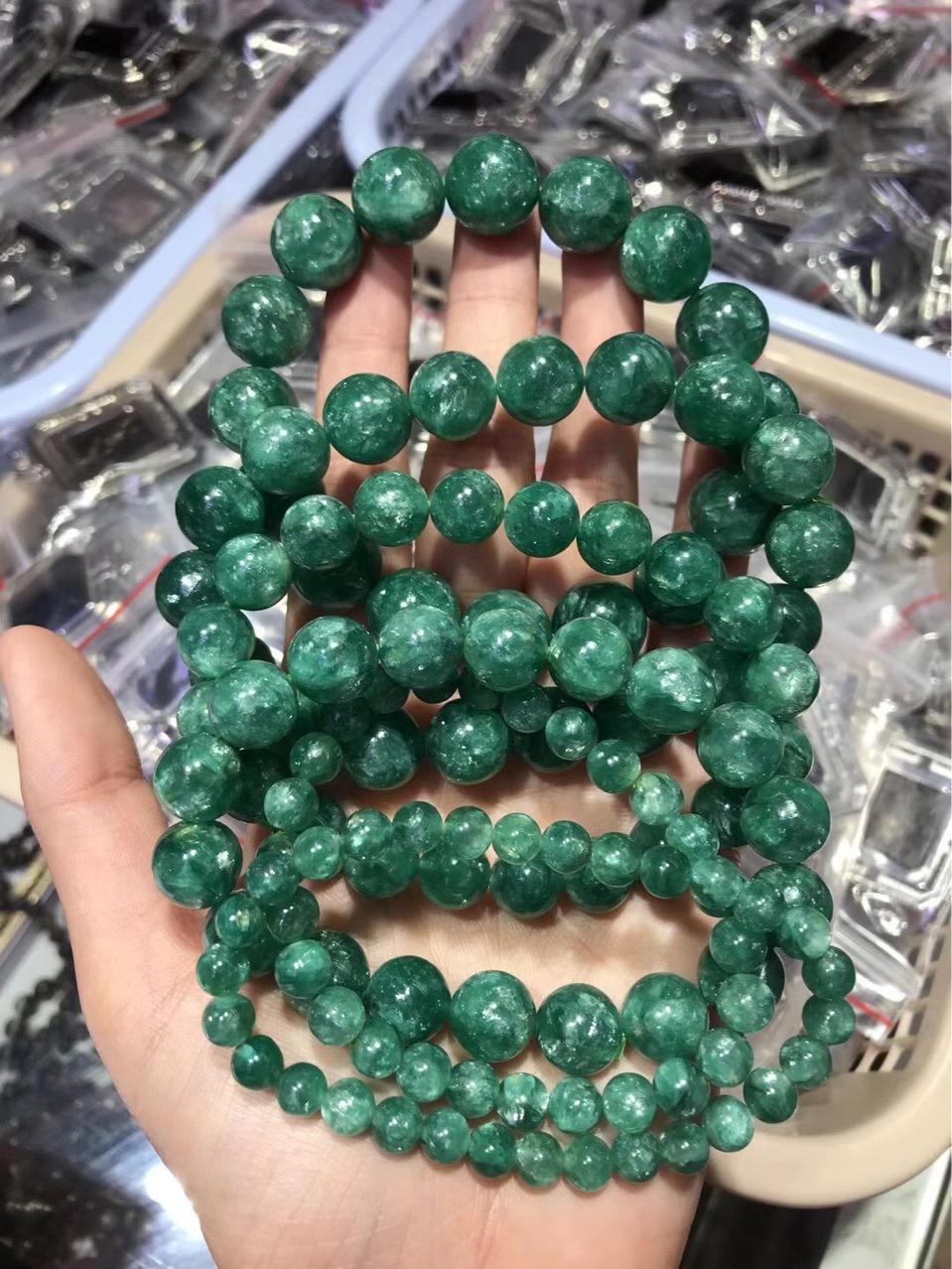 彩晶鑫珠宝天然祖母晶手链绿锂云母手串水晶男女款饰品祖母绿首饰