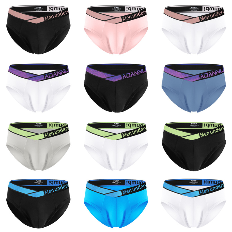 Pump New Men's Underwear Large V Belt Sexy Briefs Laser Gradient Youth Comfortable U Convex Low Waist Panties