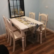 欧式餐桌韩式田园实木简约时尚现代小户型餐桌椅组合白色餐桌
