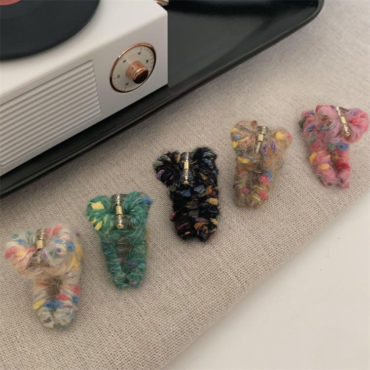 Colorful Wool Autumn and Winter Sweet Plush Mini Claw Clip Princess Hairstyle Cute Hairpin Female Bang Clip Forehead Side