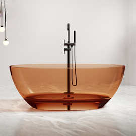 透明浴缸家用独立七彩透明树脂玻璃网红浴盆 纯亚克力一体盆