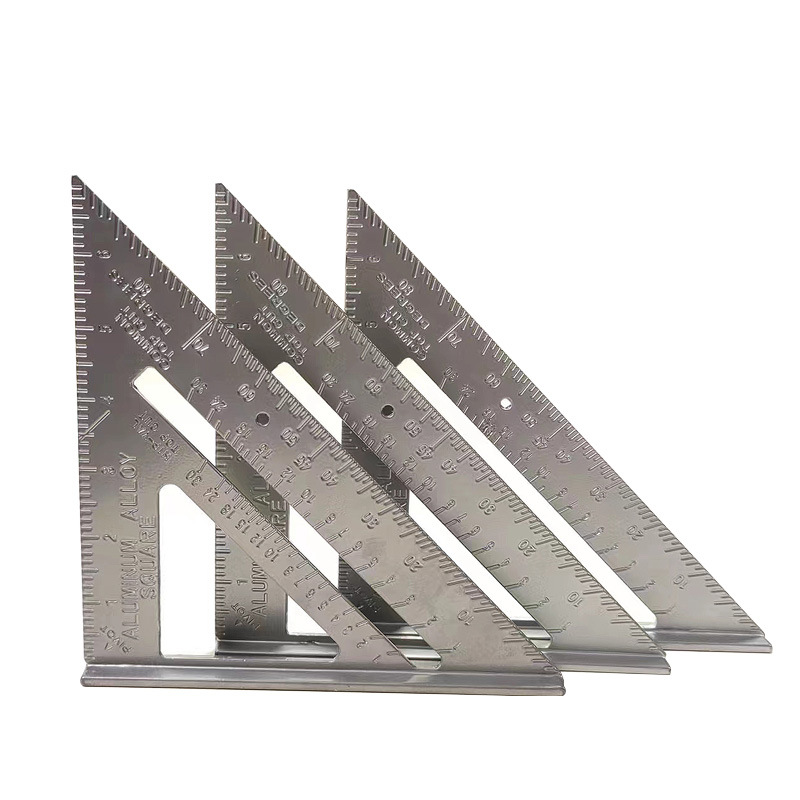 Silver 7 Inch British Set Square 90 Degree Thickened Angle Ruler Aluminum Alloy Woodworking Measuring Right Angle Ruler