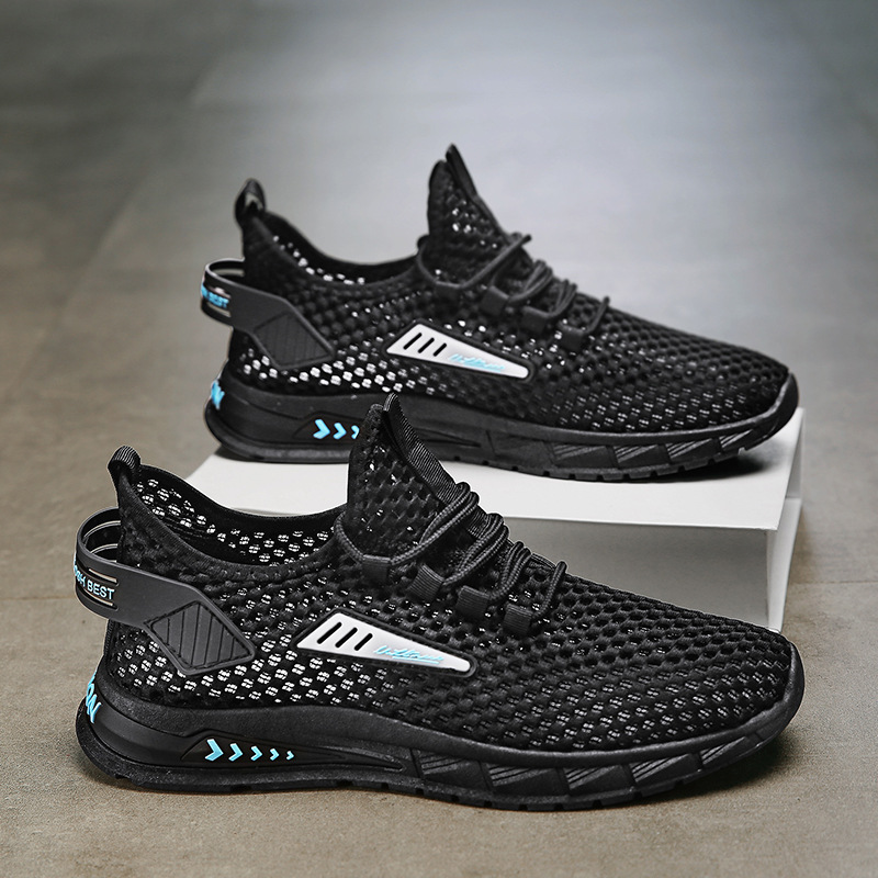 男鞋夏季透气网面镂空薄款凉单网鞋男士夏天轻便跑步软底运动潮鞋