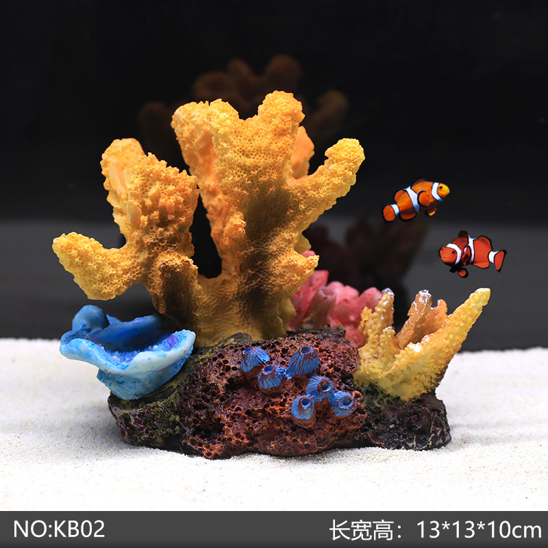 鱼缸造景水族箱装饰摆件海底世界仿真海铁树珊瑚树枝黑色红色