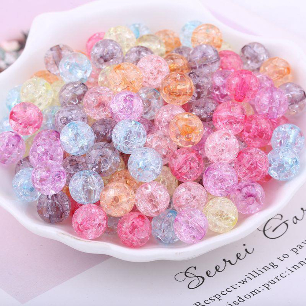 8-12mm Transparent Crack Bead Burst round Beads Acrylic Floral Beaded Colorful Gravel Ice Crack Glass Chipping Beads DIY