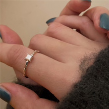 韩版小众设计女ins风手工小方块轻奢极简个性时尚开口戒指2022款