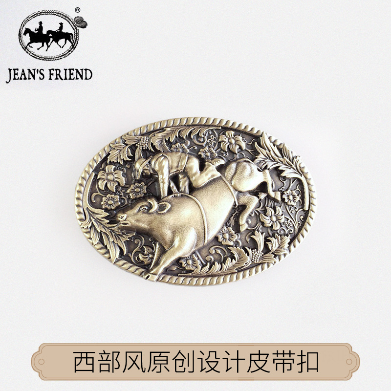【Jean's Friend】经典牛仔风格工艺品皮带扣《Rodeo-骑牛》腰带