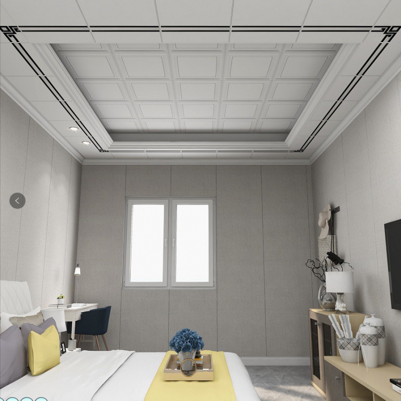 吊顶天花板集成铝扣板450*450欧式客餐厅二级半吊边吊卧室铝天花