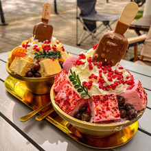 网红绵绵冰碗商用刨冰碗不锈钢沙冰碗创意雪花雪糕冰沙甜品碗批发