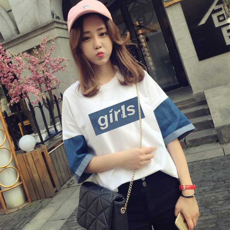 牛仔t恤女宽松图片