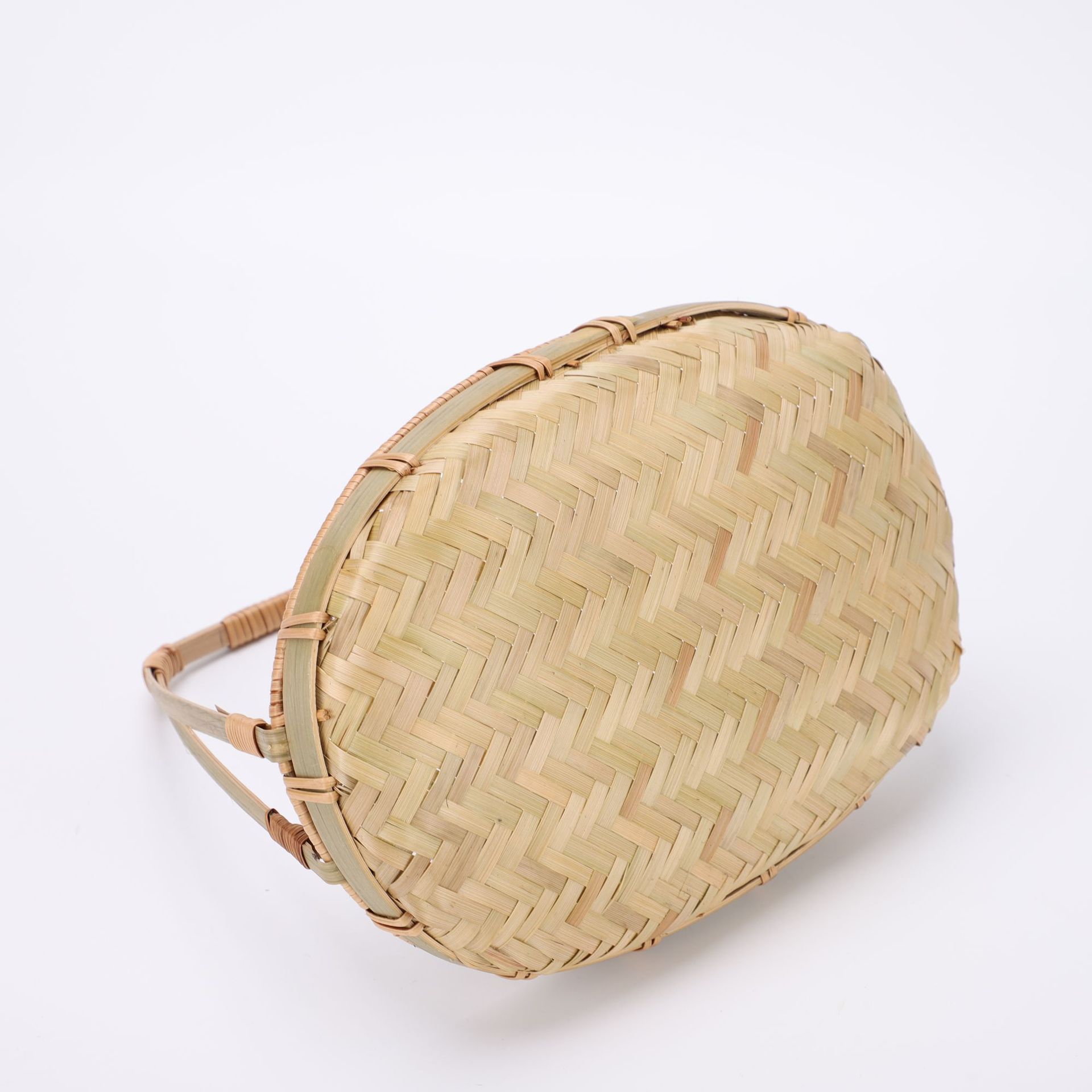 竹编竹篮子手提篮椭圆竹篮家用竹篮收纳筐采摘簸箕