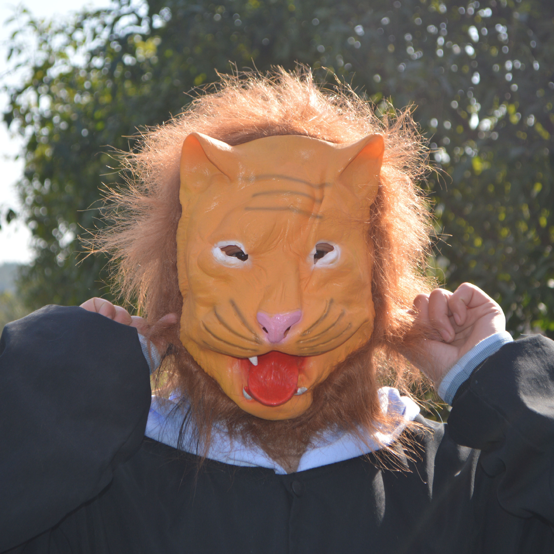 老虎动物头套面具万圣节恐怖搞笑搞怪直播表演道具华南虎mask头套