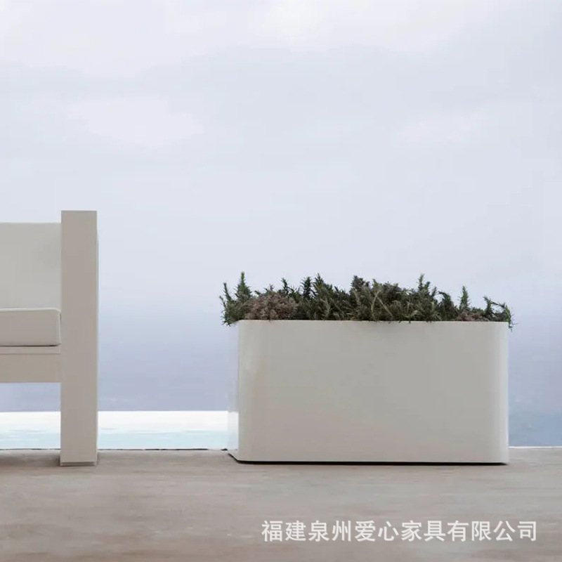 不锈钢户外烤漆花箱花园室内绿植种植隔断商业广场防锈白色铁花槽